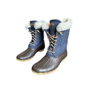 Sperry Fashion Saltwater Duck Boots Womens Size 6 Navy Quilted Waterproof